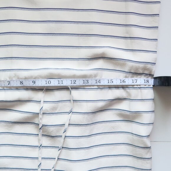 Joie White Navy Striped Silk Sleeveless Mini Dress Drawstring Waist Size XS - Picture 10 of 12